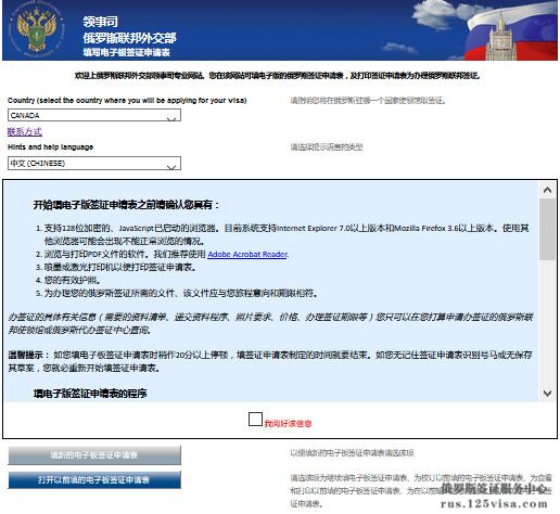 登陆俄罗斯官网进入申请表填写页面